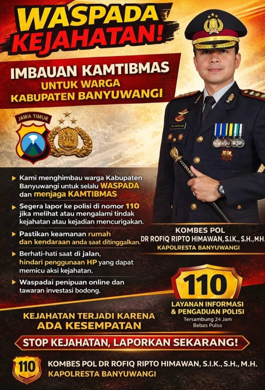 Kapolresta Banyuwangi Minta Warga Jangan Ragu Lapor ke Call Center 110